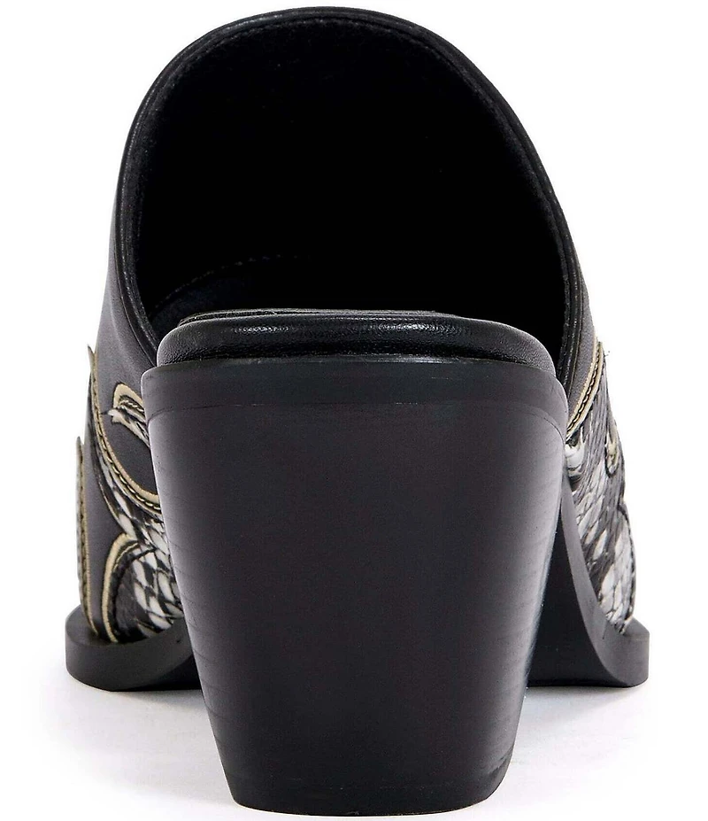 Azalea Wang Cecily Snake Print Cap Toe Western Mules