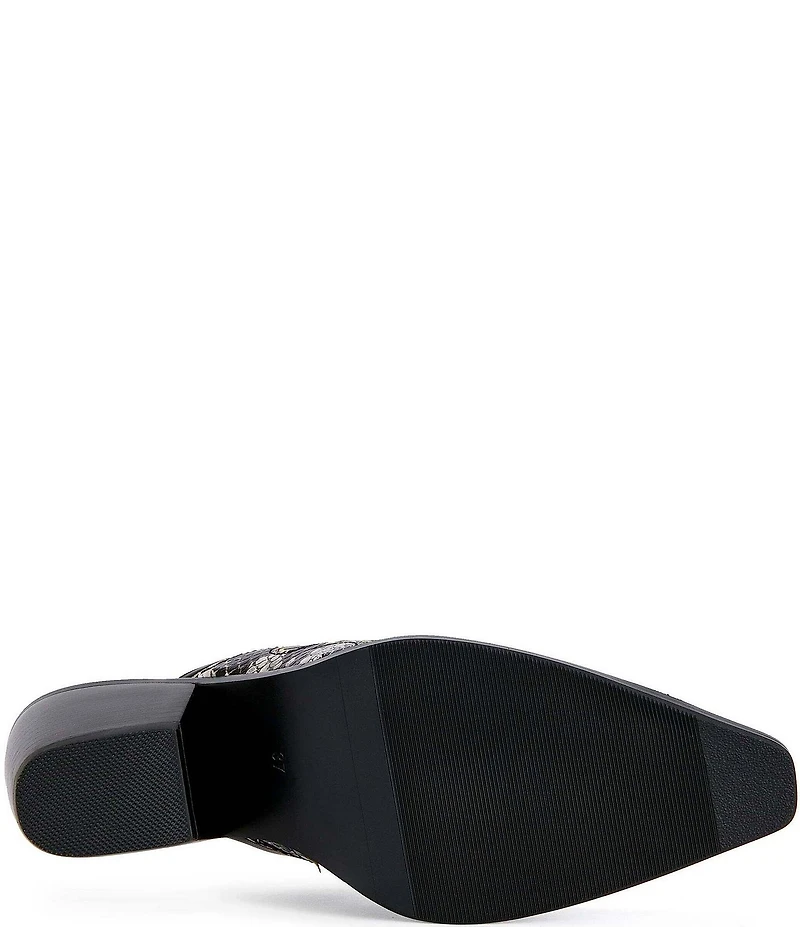Azalea Wang Cecily Snake Print Cap Toe Western Mules