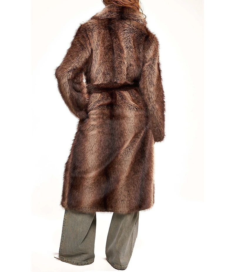 Azalea Wang Cersei Faux Fox Fur Notch Lapel Belted Trench Coat