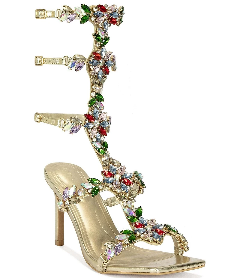 Azalea Wang Cerus Metallic Rhinestone Dress Sandals