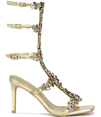 Azalea Wang Cerus Metallic Rhinestone Dress Sandals