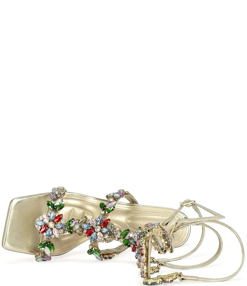 Azalea Wang Cerus Metallic Rhinestone Dress Sandals