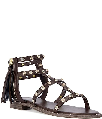 Azalea Wang Chalice Studded Tassel Gladiator Sandals