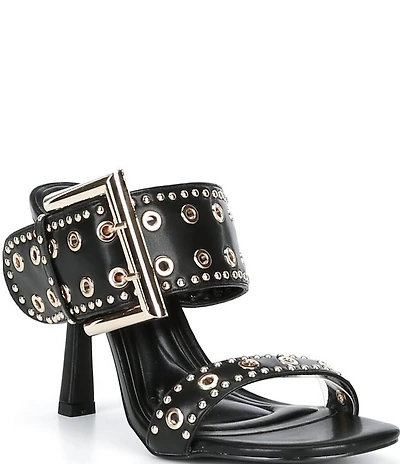 Azalea Wang Chambers Grommet Studded Oversized Buckle Dress Sandals