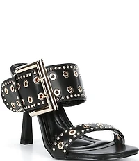 Azalea Wang Chambers Grommet Studded Oversized Buckle Dress Sandals