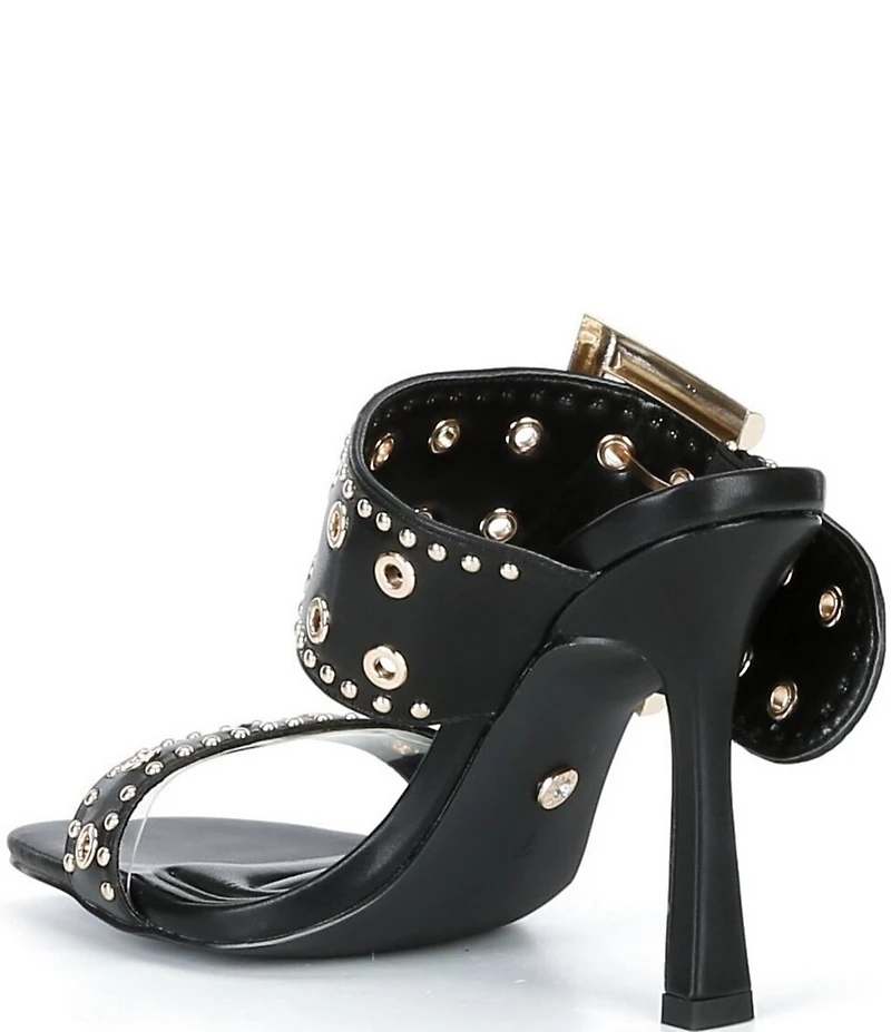 Azalea Wang Chambers Grommet Studded Oversized Buckle Dress Sandals