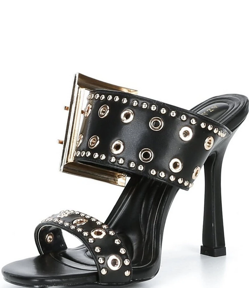Azalea Wang Chambers Grommet Studded Oversized Buckle Dress Sandals
