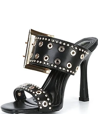 Azalea Wang Chambers Grommet Studded Oversized Buckle Dress Sandals