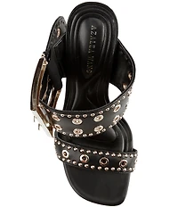 Azalea Wang Chambers Grommet Studded Oversized Buckle Dress Sandals