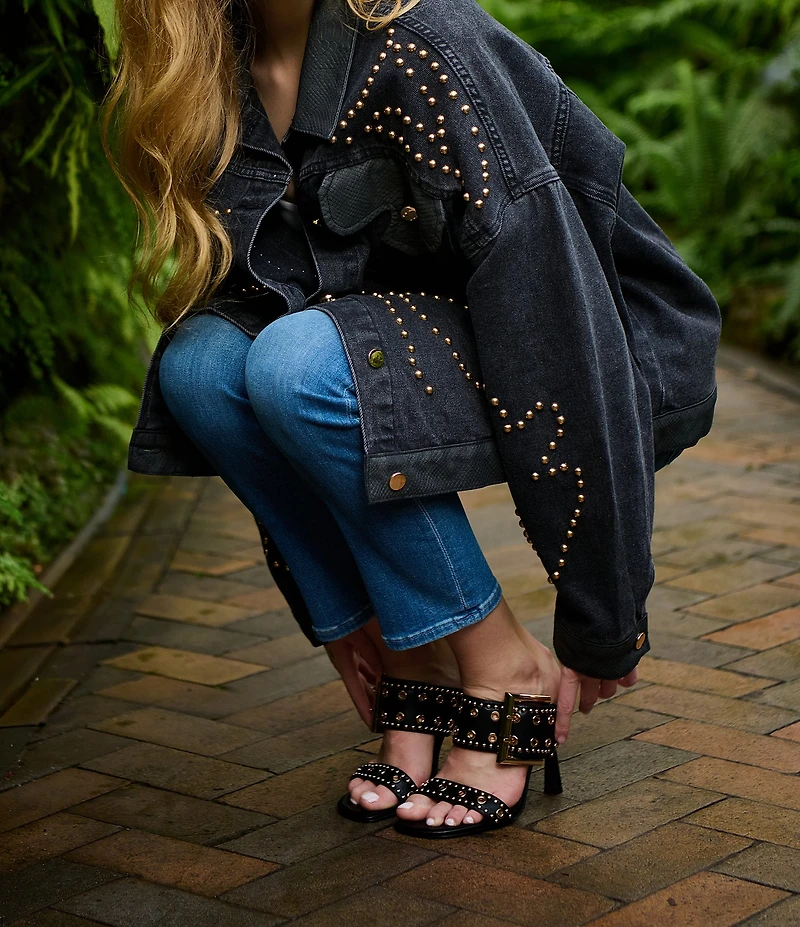 Azalea Wang Chambers Grommet Studded Oversized Buckle Dress Sandals