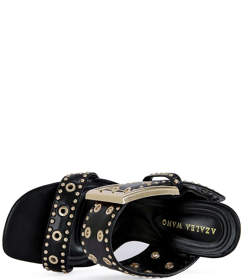 Azalea Wang Chambers Grommet Studded Oversized Buckle Dress Sandals
