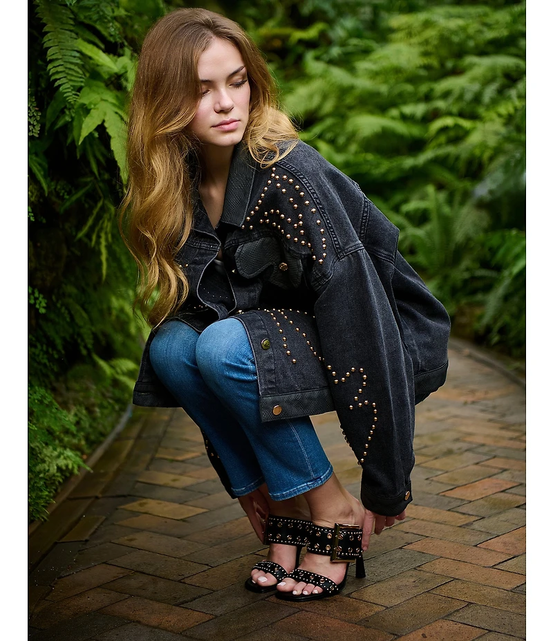 Azalea Wang Chambers Grommet Studded Oversized Buckle Dress Sandals