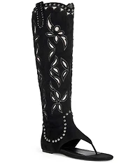 Azalea Wang Chandana Thong Western-Inspired Tall Sandal Boots