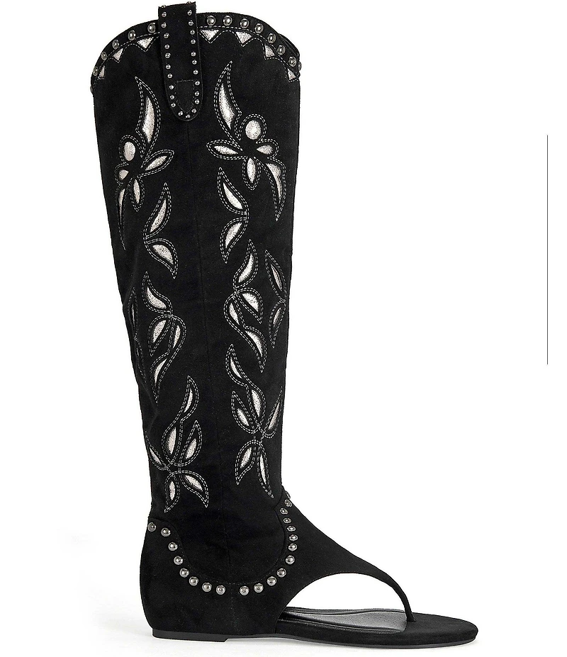 Azalea Wang Chandana Thong Western-Inspired Tall Sandal Boots