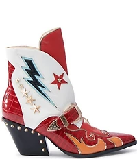Azalea Wang Channing Flame Star Ornamented Hardware Ankle Studded Western Booties