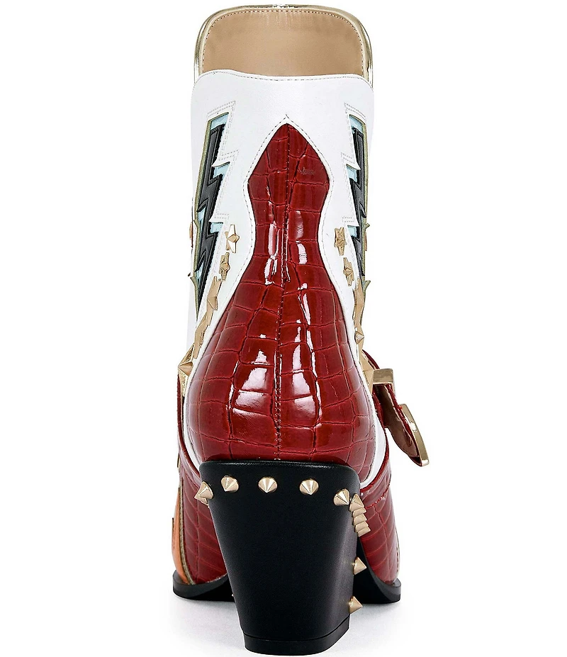 Azalea Wang Channing Flame Star Ornamented Hardware Ankle Studded Western Booties