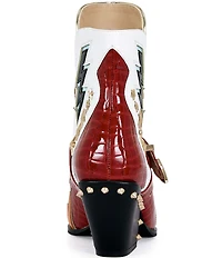 Azalea Wang Channing Flame Star Ornamented Hardware Ankle Studded Western Booties