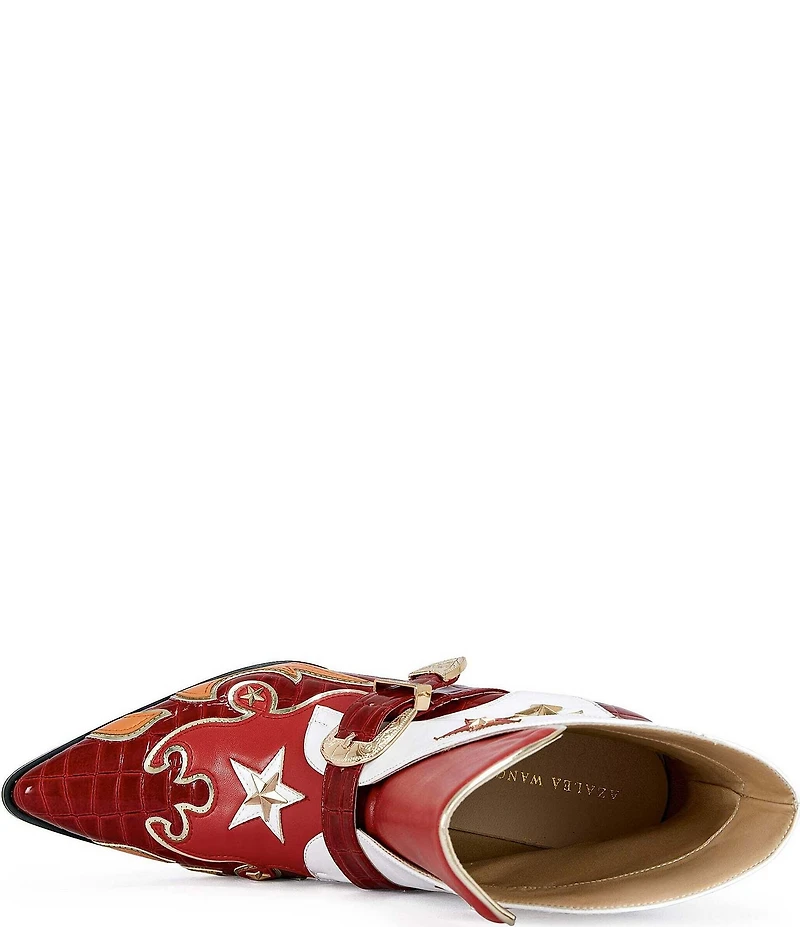 Azalea Wang Channing Flame Star Ornamented Hardware Ankle Studded Western Booties