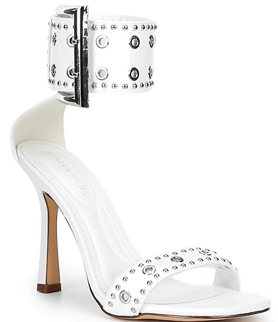Azalea Wang Chanter Grommet Studded Oversized Buckle Strap Dress Sandals