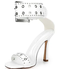 Azalea Wang Chanter Grommet Studded Oversized Buckle Strap Dress Sandals