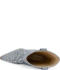 Azalea Wang Christos Denim Rhinestone Western Boots