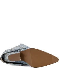Azalea Wang Christos Denim Rhinestone Western Boots