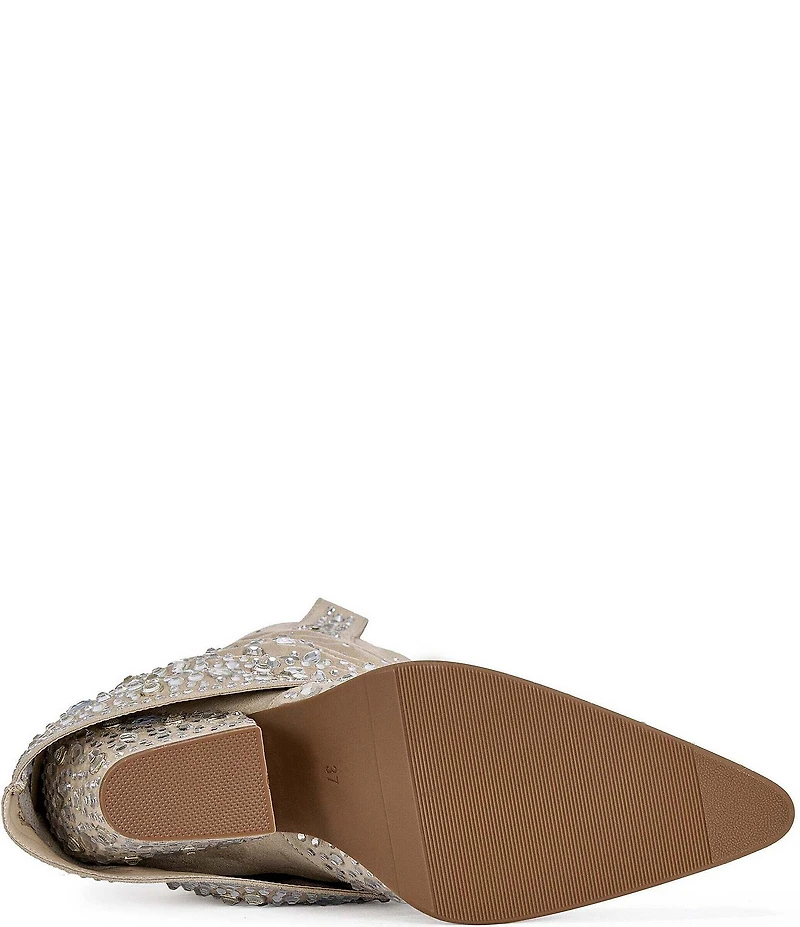 Azalea Wang Christos Rhinestone Western Foldover Mid Calf Boots