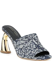 Azalea Wang Chryssa Denim Floral Rhinestone Dress Sandals