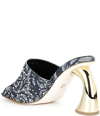 Azalea Wang Chryssa Denim Floral Rhinestone Dress Sandals