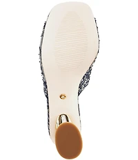 Azalea Wang Chryssa Denim Floral Rhinestone Dress Sandals