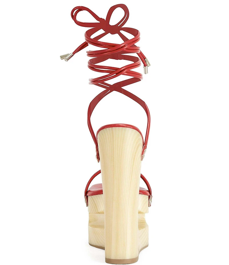 Azalea Wang Cipriano Open Platform Wedge Ankle Wrap Sandals