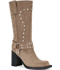 Azalea Wang Cirilla Microsuede Studded O-Ring Hardware Boots