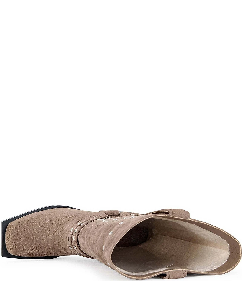 Azalea Wang Cirilla Microsuede Studded O-Ring Hardware Boots