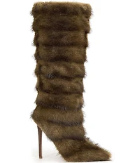 Azalea Wang Conrad Tiered Faux Fur Pointed Toe Tall Boots