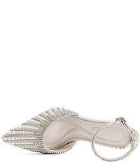Azalea Wang Davina Pearl and Rhinestone Ankle Wrap Pumps