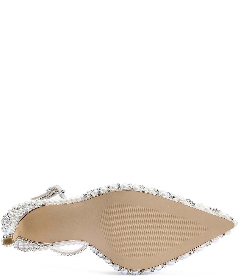 Azalea Wang Davina Pearl and Rhinestone Ankle Wrap Pumps