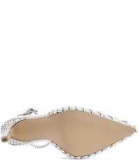 Azalea Wang Davina Pearl and Rhinestone Ankle Wrap Pumps