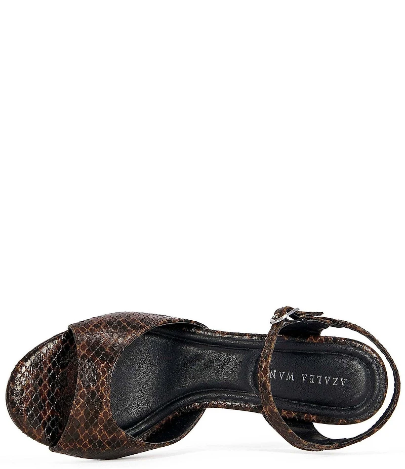 Azalea Wang Della Snake Print Studded Sculptural Heel Sandals