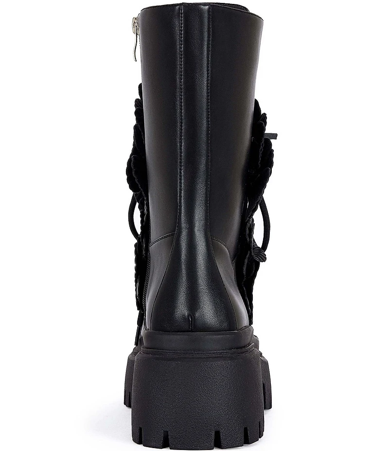 Azalea Wang Devoir 3D Flower Ornament Platform Combat Boots