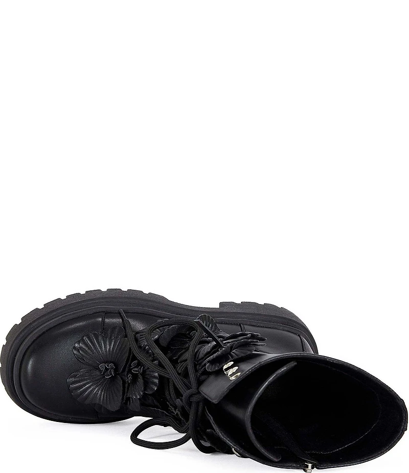 Azalea Wang Devoir 3D Flower Ornament Platform Combat Boots