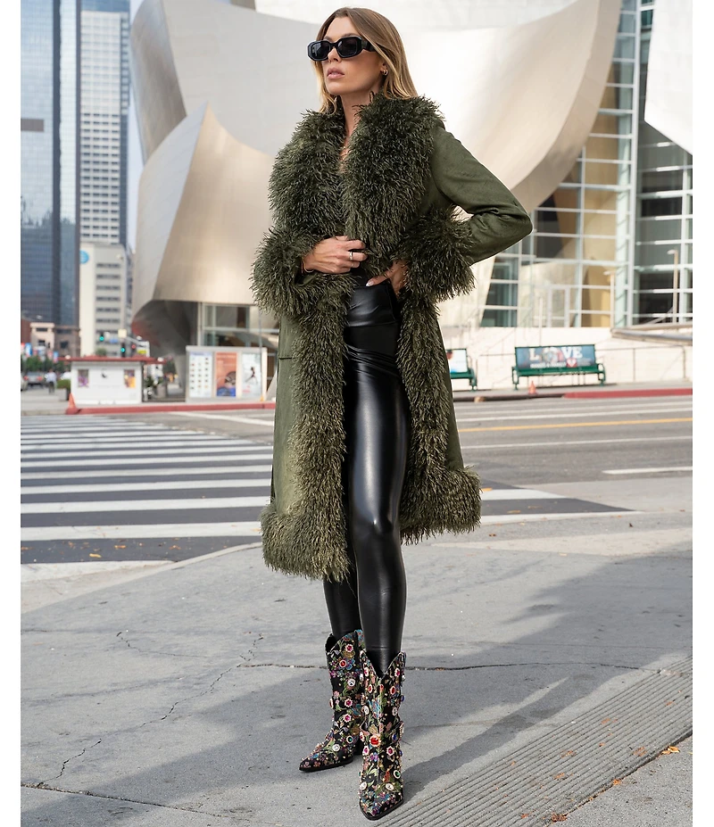 Azalea Wang Diligent Floral Brocade Stud and Jewel Ornamented Western Mid Calf Boots