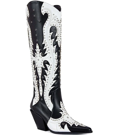 Azalea Wang Donovan Studded Tall Western Boots