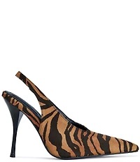 Azalea Wang Doreen Tiger Print Pointed Toe High Vamp Slingback Pumps