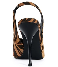 Azalea Wang Doreen Tiger Print Pointed Toe High Vamp Slingback Pumps