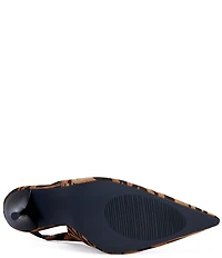 Azalea Wang Doreen Tiger Print Pointed Toe High Vamp Slingback Pumps