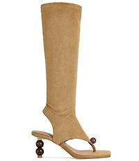 Azalea Wang Dottie Beaded Thong Square Toe Tall Sandals