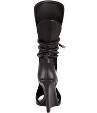 Azalea Wang Douma Shin Guard Wrap Tie Gladiator Wedge Sandals