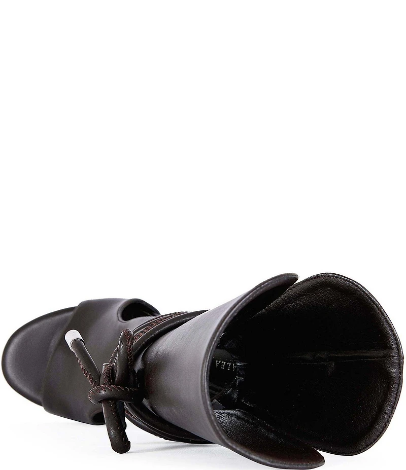 Azalea Wang Douma Shin Guard Wrap Tie Gladiator Wedge Sandals