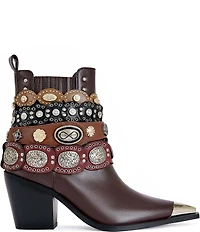 Azalea Wang Dusan Cocho Straps Pointed Cap Toe Western Booties