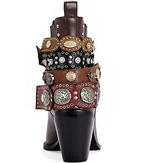 Azalea Wang Dusan Cocho Straps Pointed Cap Toe Western Booties